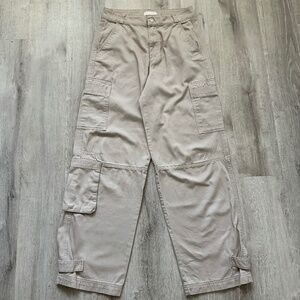 H & M Women’s Wide Leg Khaki Cotton Cargo Pants Size 4 Y2K